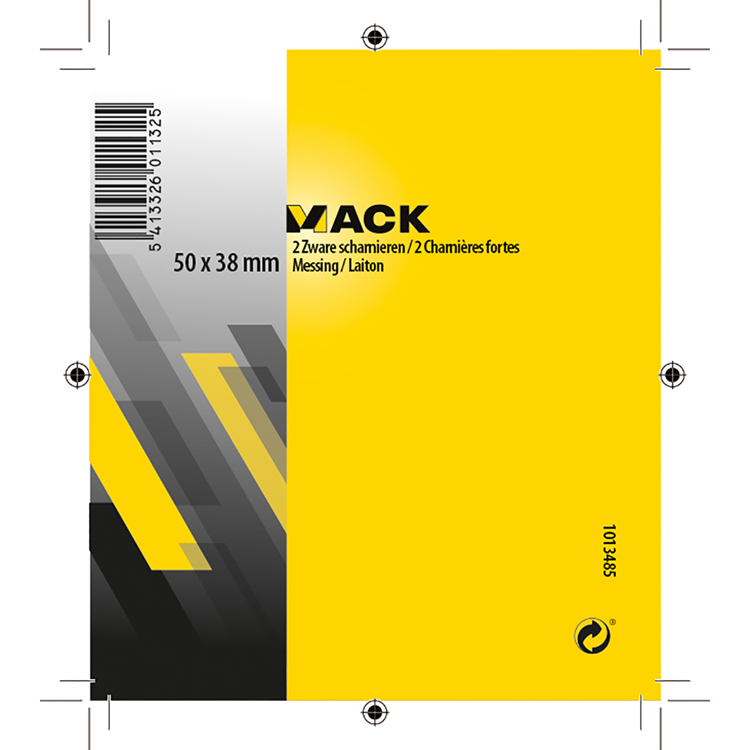 Mack 1013485 - 2 hængsler messingbelagt h 50 x b 38 mm | 5 stk