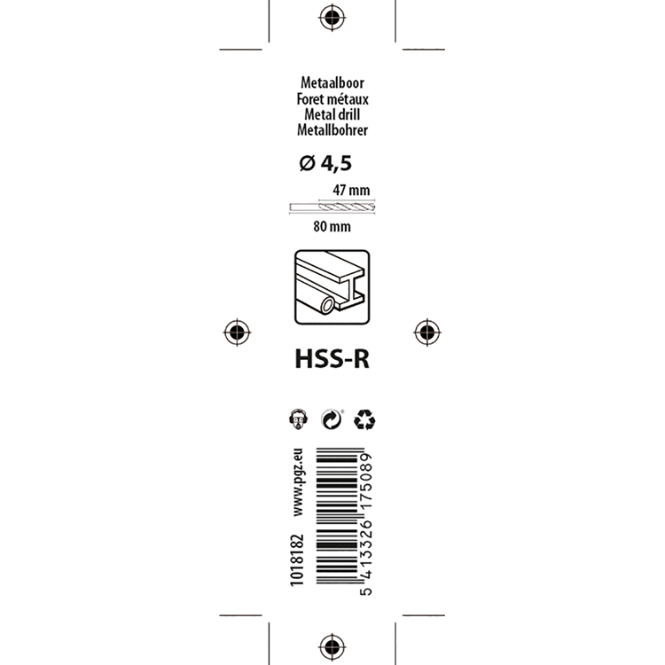 Mack 1018182 - universalbor hss r ø 4,5 x 80 mm | 5 stk