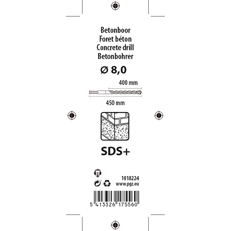 Mack 1018224 - borehammer sds + ø 8,0 x 450 mm | 5 stk