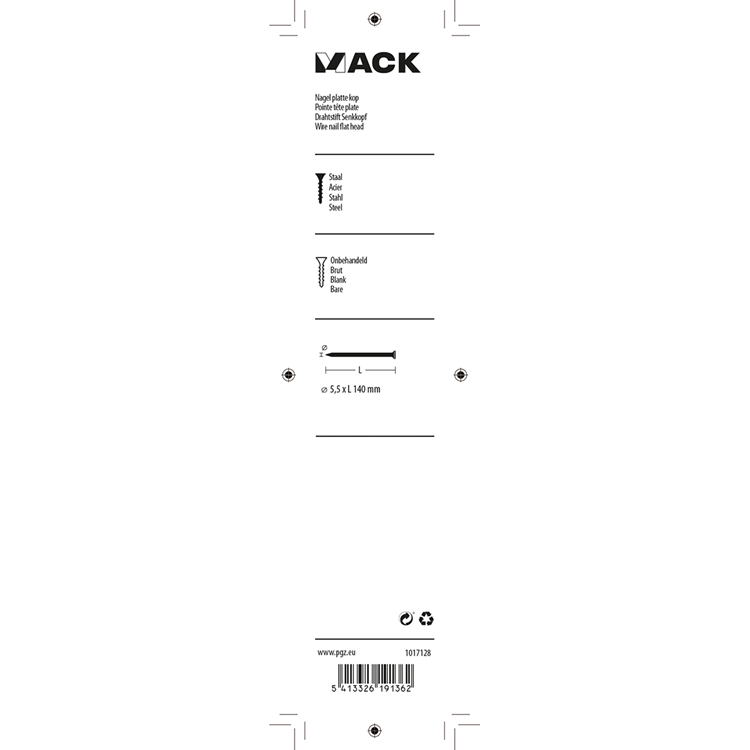 Mack 1017128 - søm fladt hoved 180 gr 5,5 x 140 mm | 10 stk