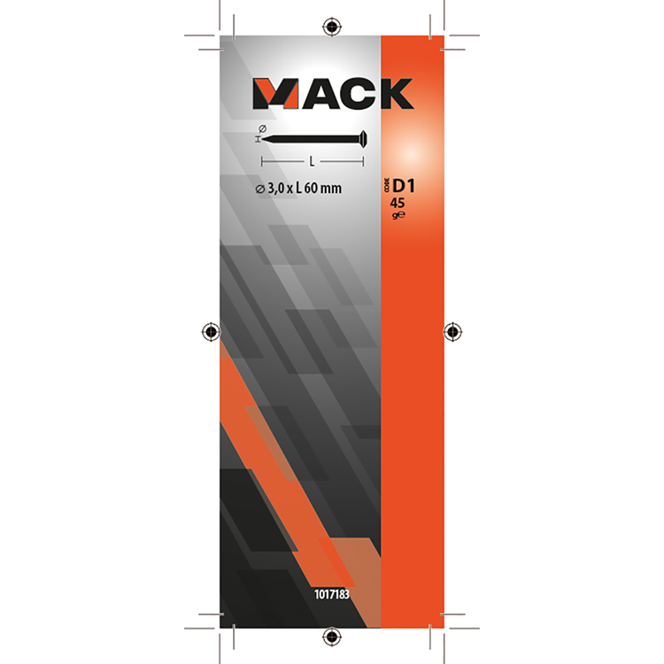 Mack 1017183 - stålsøm bvk stålblå 45 gr 3,0 x 60 mm | 10 stk