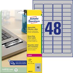 Etiketter avery l6009-20 45,7x21,2mm sølv