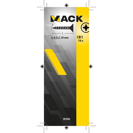 Mack 1017243 - spaanplaatschroef vz kop geelverz.18 st 4,5 x 30 mm | 10 stuks
