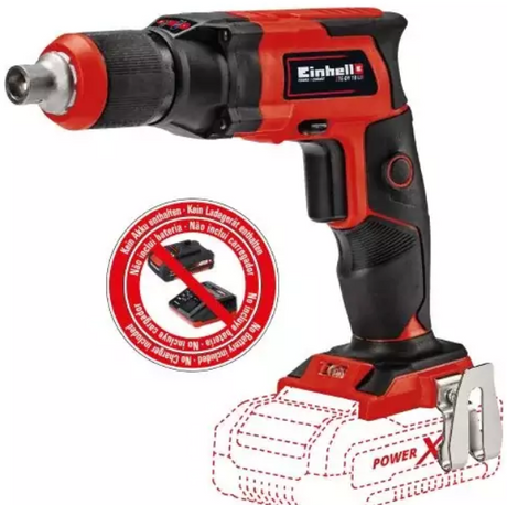 Einhell batteri gipspladeskruetrækker te-dy 18 li solo - power x-change - 18 v li-ion - 4000 t min - dybdestop - kontinuerlig drift - inkl. kuffert e-boks s35 - ekskl. batteri og oplader