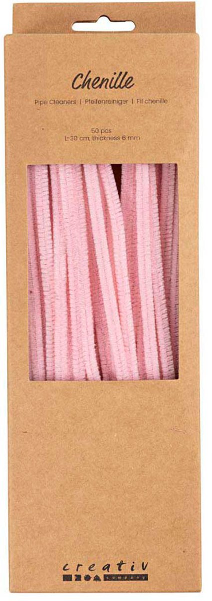 Creativ company chenilletråd pink håndværksmateriale 50 stk 6mm x 30cm.