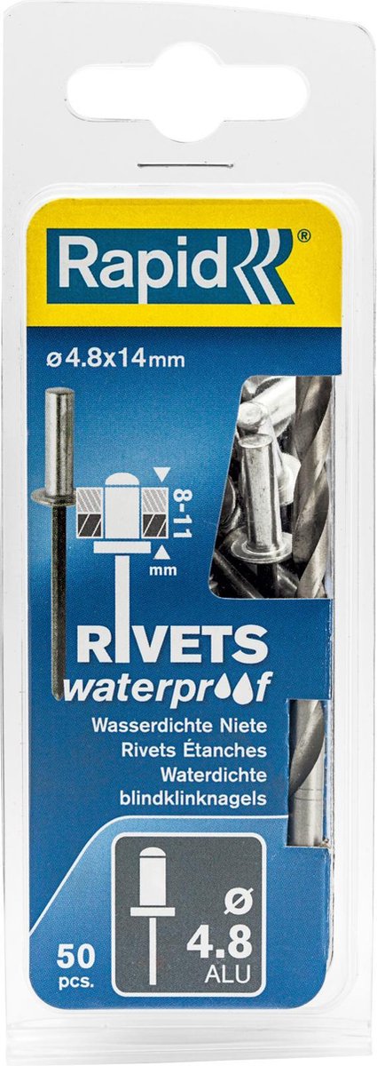 Hurtig vandtæt blindnitte ø 4,8 x 14 mm 50 stk + bor