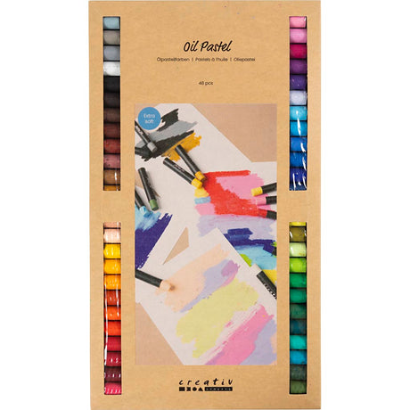 Creativ company oliepastell, l: 7 cm, tykkelse 11 mm, forskellige farver, 48 styk 1 æske