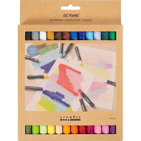Creativ company oliepastell, l: 7 cm, tykkelse 11 mm, pastelfarver, 24 stk. 1 æske