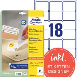 Genklæbende etiketter avery stick lift hvid