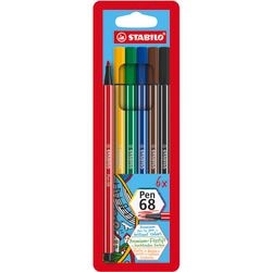 Stabilo tuschpen premium pen 68 1 mm forskellige farver 6 stk