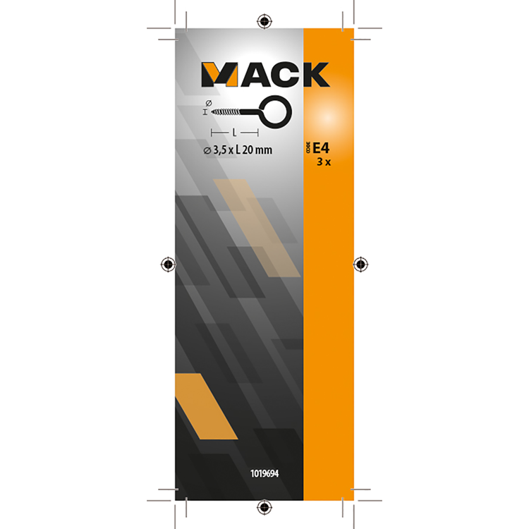 Mack 1019694 - skrueøje messing 3 stk 3,5 x 20mm | 10 stk