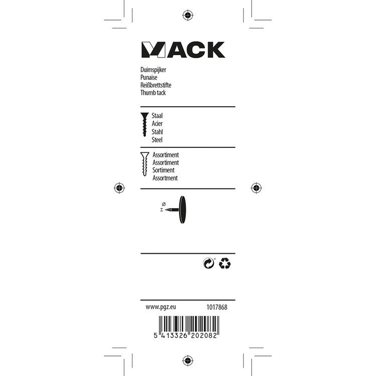 Mack 1017868 - thumbnail stål sortiment 60 stk | 10 stk
