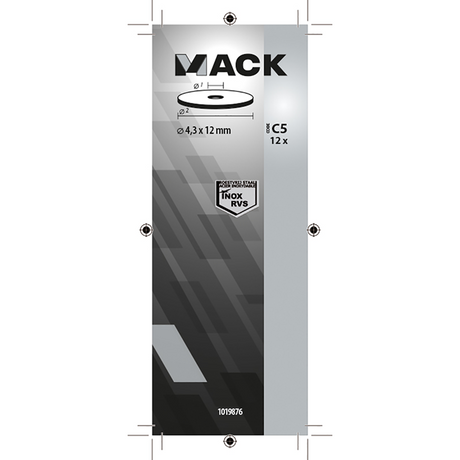 Mack 1019876 - carrosserie sluitring inox a2 12 st 4,3x12 | 10 stuks