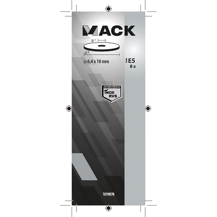 Mack 1019878 - kropsskive rustfrit stål a2 8 stk 6,4x18 | 10 stk