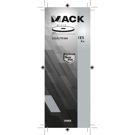 Mack 1019878 - carrosserie sluitring inox a2 8 st 6,4x18 | 10 stuks