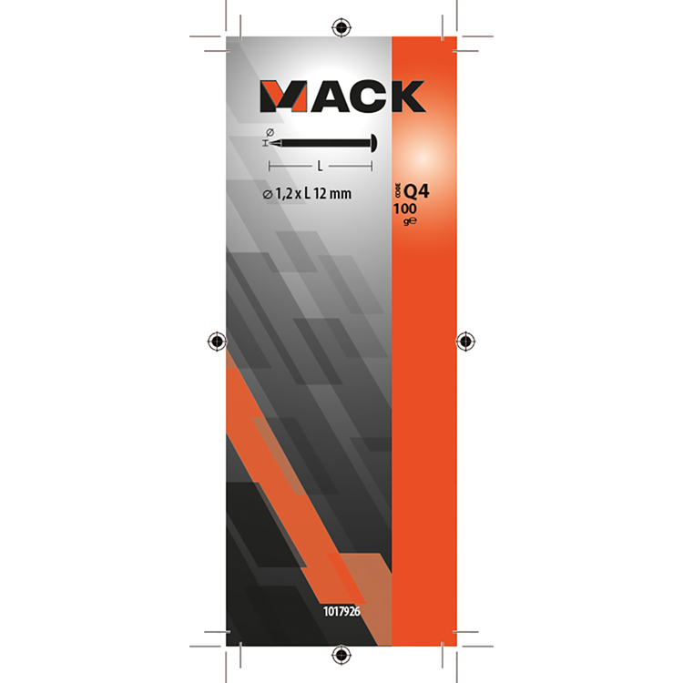 Mack 1017926 - søm konveks hoved messing 100 gr1,2 x 12 mm | 5 stk