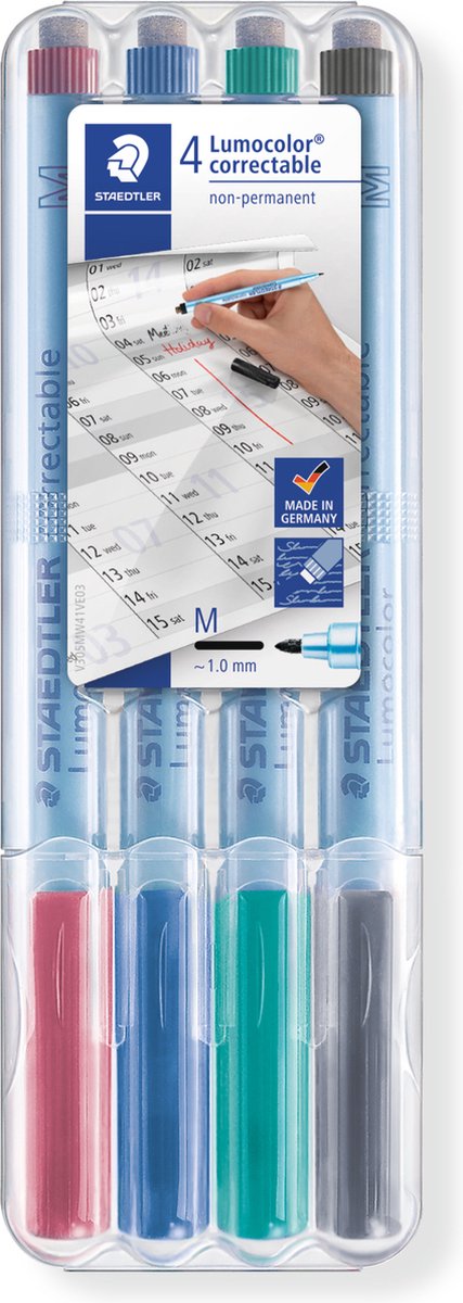Staedtler lumocolor korrigerbar pen m - æske 4 farver