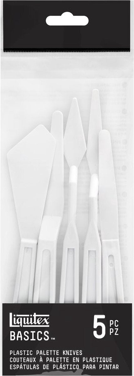 Liquitex 3699371 basics kunststof paletmessen set – 5-delig | voor impasto, acryl- olieverf - plastic schildersmessen set