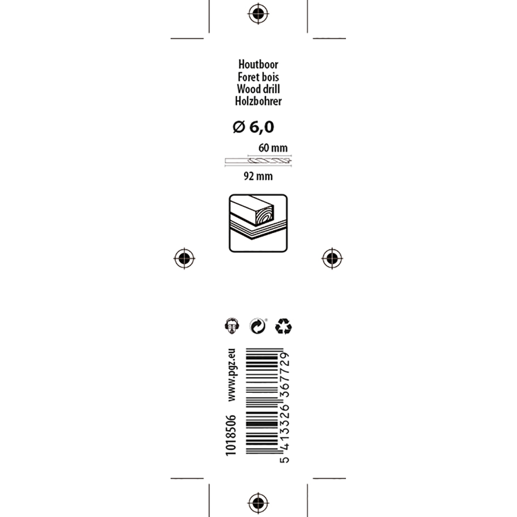 Mack 1018506 - maskintræbor + centreringspunkt ø 6,0 x 92 mm | 5 stk
