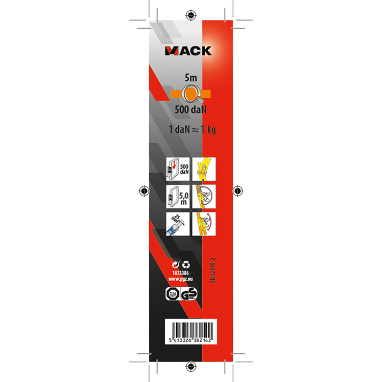 Mack 1023386 - spændebånd polyester, skraldestrammer 25mm-5m max500kg | 3 stk