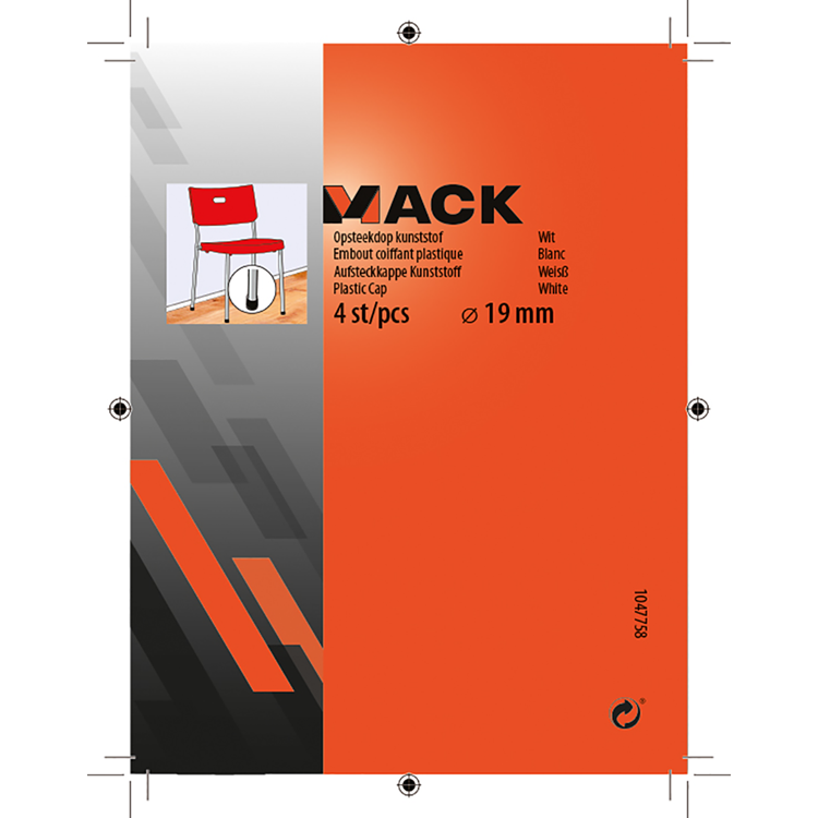 Mack 1047758 - plaststik hvid ø 19 mm 4 stk | 6 stk