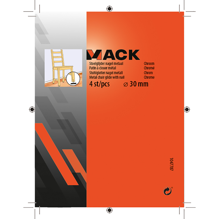 Mack 1047787 - stol glider søm metal krom ø 30 mm 4 stk | 6 stk