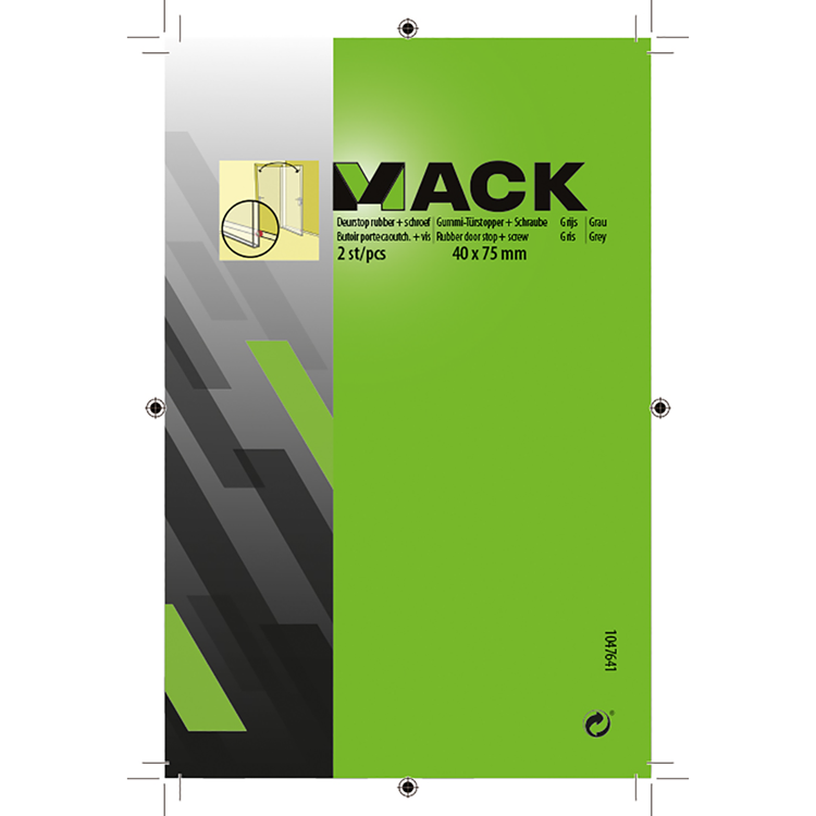 Mack 1047641 - dørstop gummi + skrue grå 40 x 75 mm 2 stk | 6 stk