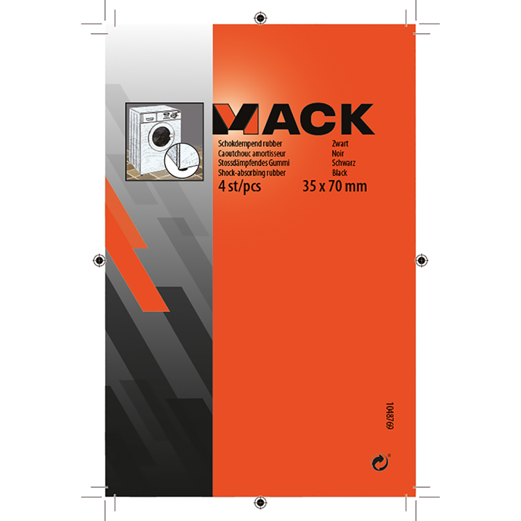 Mack 1048769 - stødabsorberende gummi sort 35 x 70 mm 4 stk | 6 stk