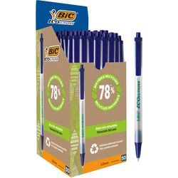 Bic kuglepen ecolutions clic stic - blå - æske med 50 stk