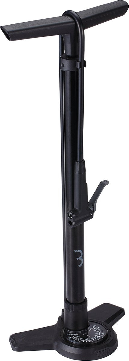 Bbb cycling airboost 2.0 fietspomp met drukmeter - 11 bar 160 psi - ventielen: dunlop, presta schräder - hoge druk vloerpomp racefiets en mtb - zwart - bfp-28