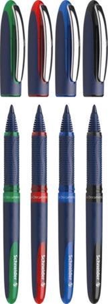 Schneider skriveredskaber schneider rollerball - one business - linjebredde 0,6 mm - 4 styk assorterede farver - s-183094