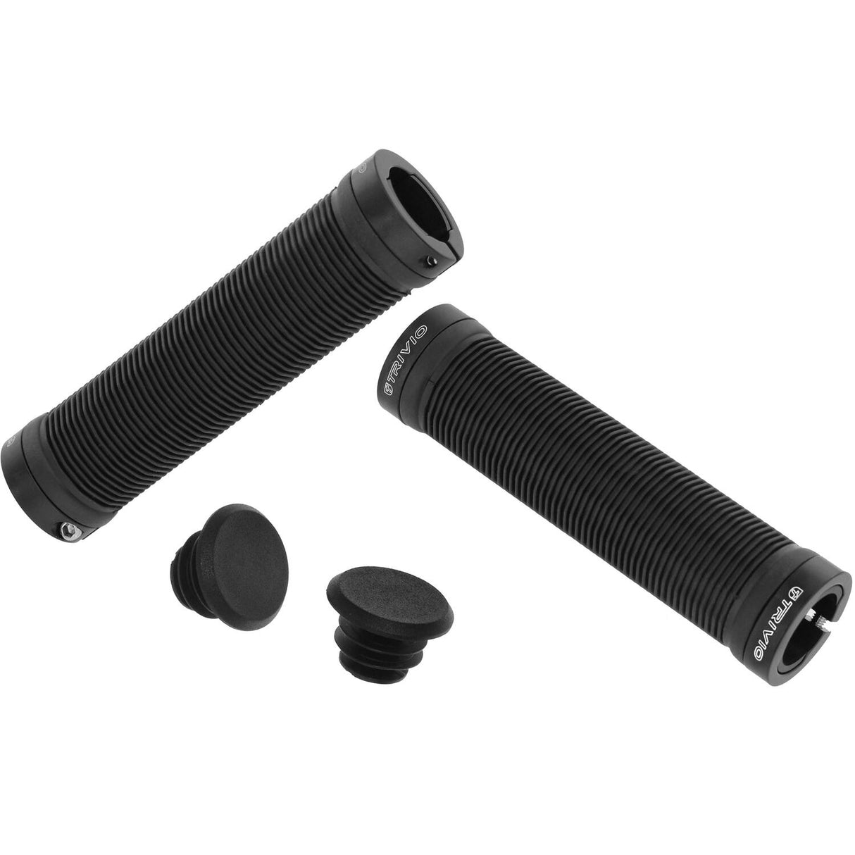 Trivio - cykelhåndtag ribbet greb sort + lock-on sort
