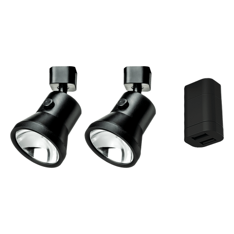 Startsæt - 2x Lanciano spotlight sort stor + dobbelt USB-A tilslutning