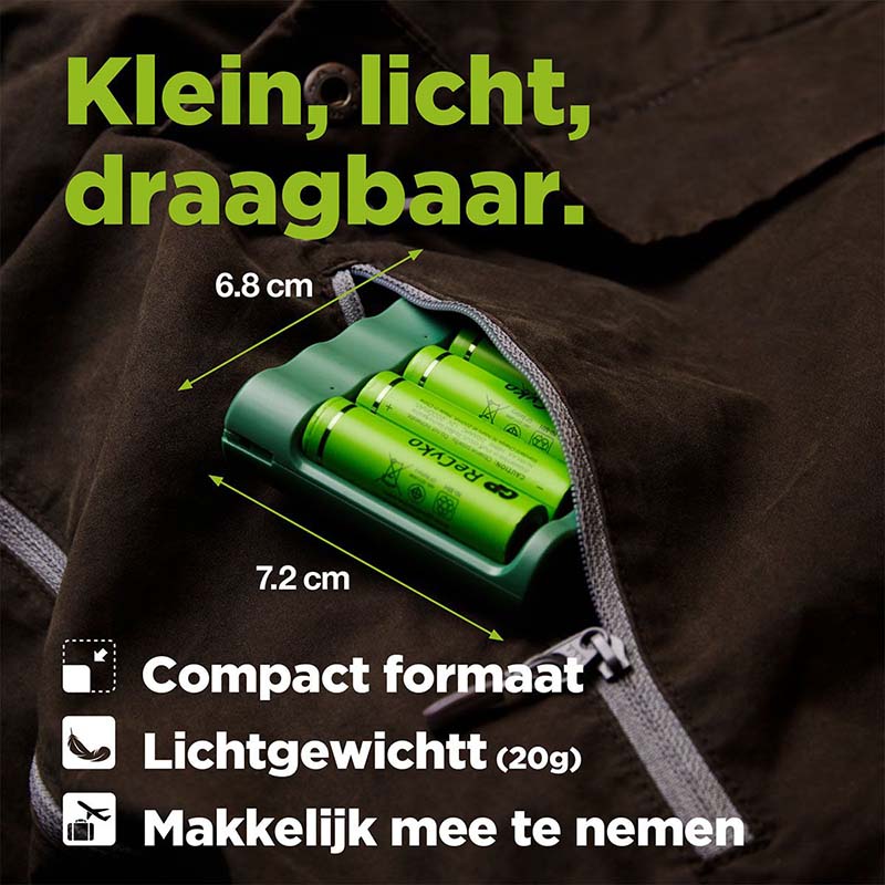 GP USB -batterioplader + 4 x AA -batterier 2100mAh Nimh