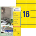 Etiketter avery universal gul 37 x 105 mm