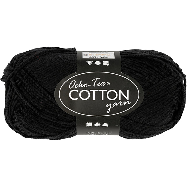 Creativ firma bomuldsgarn, sort, 50gr, 170m