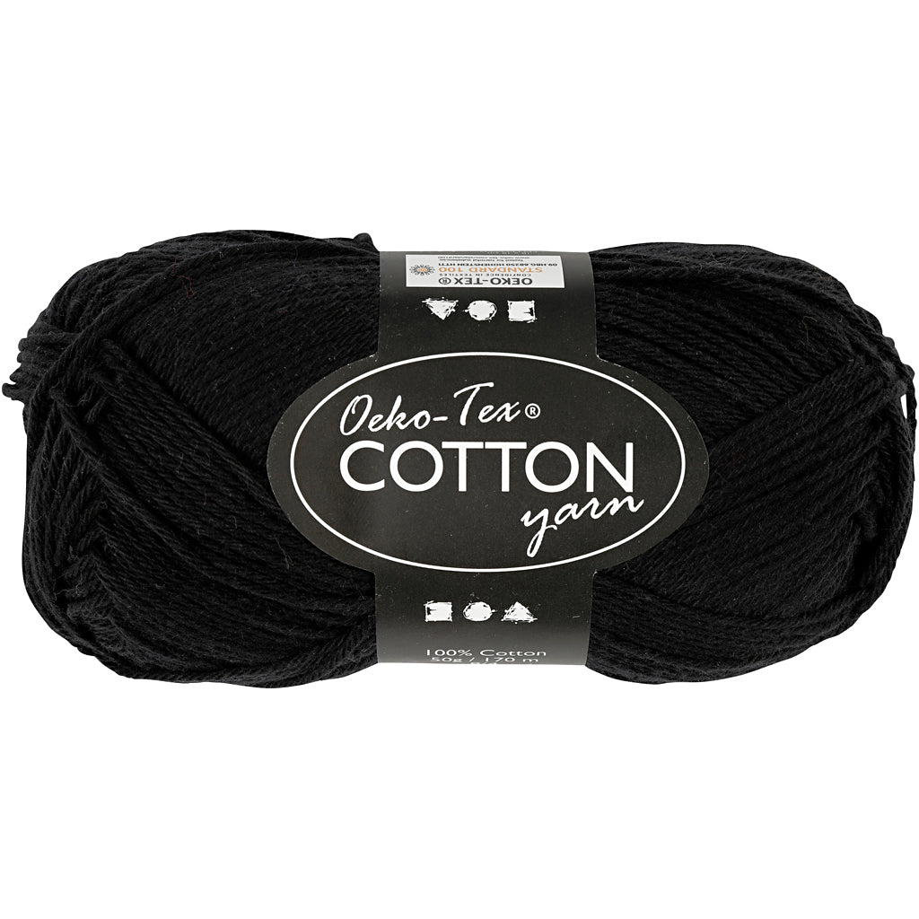 Creativ firma bomuldsgarn, sort, 50gr, 170m