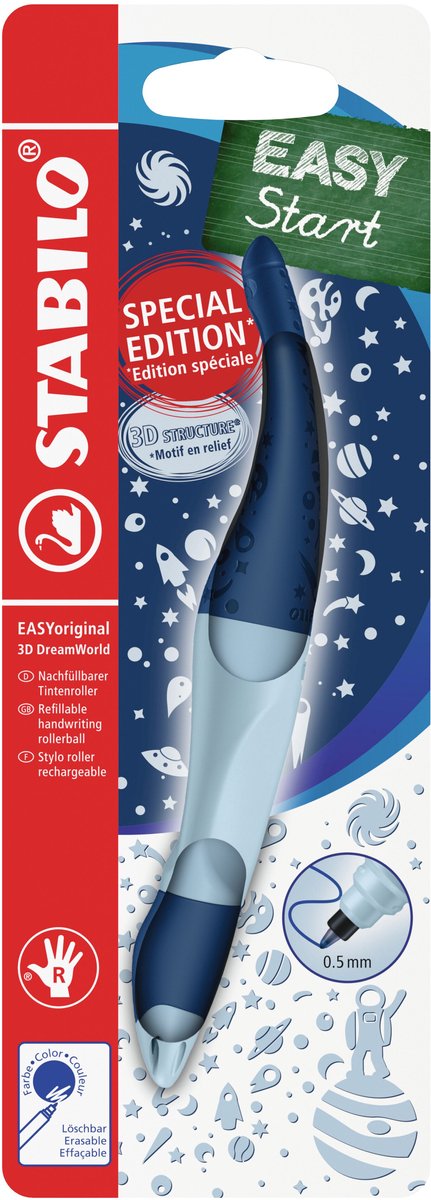 Stabilo easyoriginal 3d dreamworld - ergonomisk rollerball - højrehåndet - blå blæk - genopfyldelig - blå