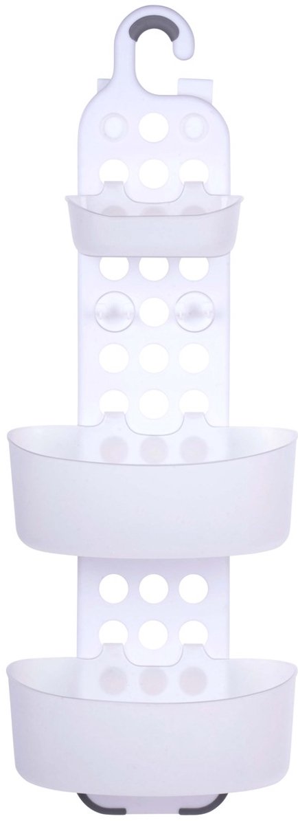 Alpina hængende brusestang - 71x25 cm - bruseholder uden boring - justerbare skuffer - hvid