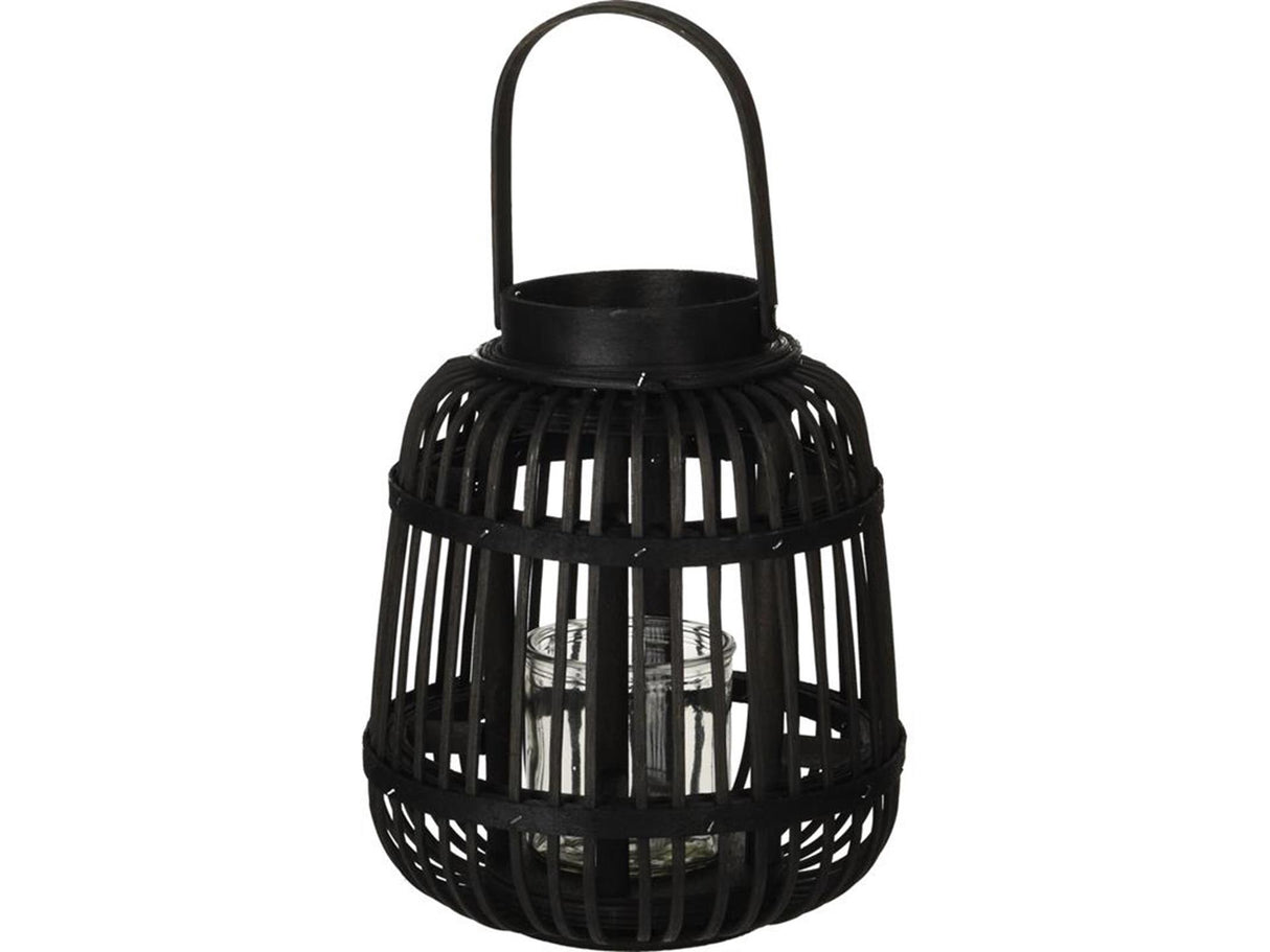 Home styling lanterne bambus 19x24cm sort