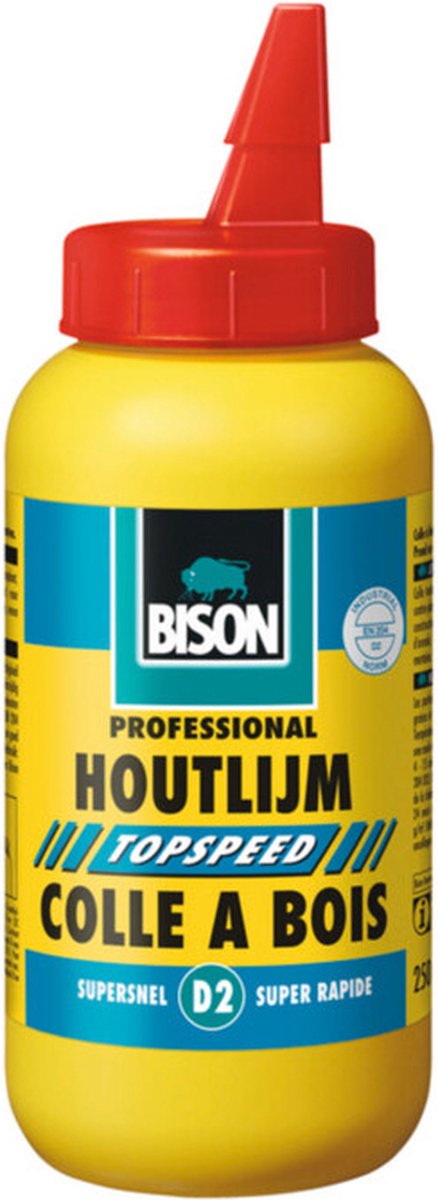 Bison trælim tophastighed 250 gram - højkvalitets, fugtbestandig hvid trælim, tørrer gennemsigtig, opløsningsmiddelfri, malbar, d2, stærkere end træ