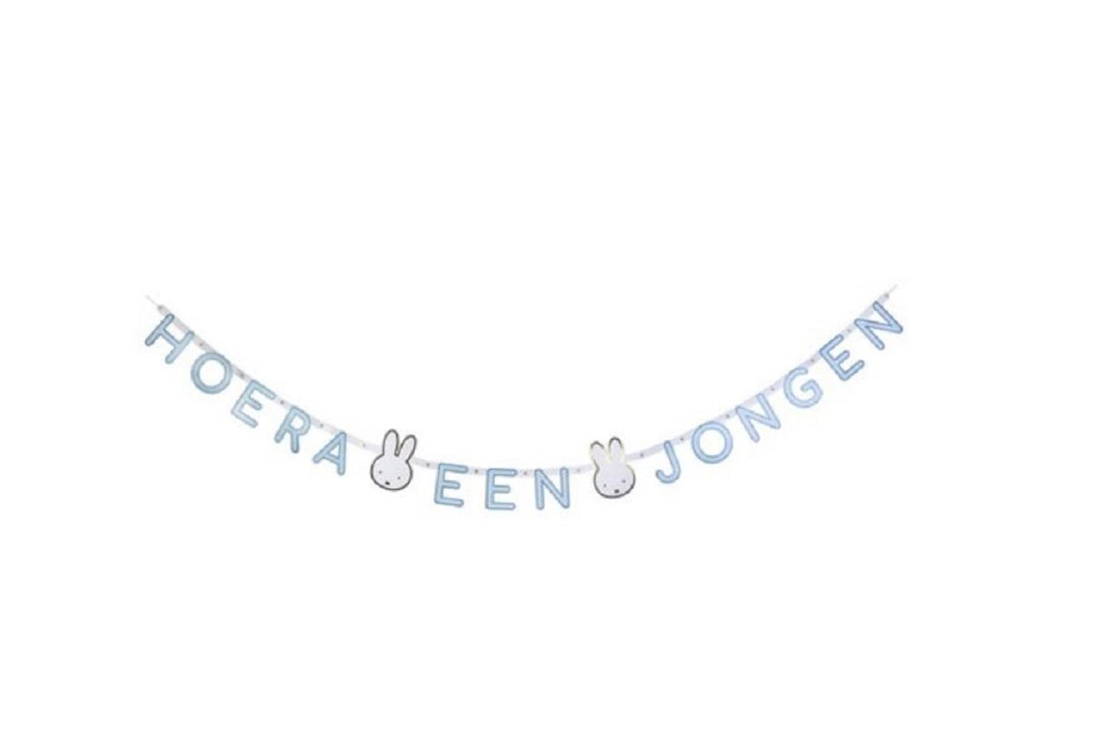 Haza bogstavguirlande Miffy baby blue hurra en dreng fødsel 210cm