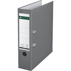 Ordner leitz 1010 pap bredde 8cm grå indstik label greb hul