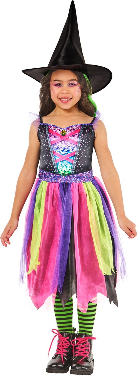 Rubies - bright-night witch kinderkostuum - maat 5-6 jaar 110 116