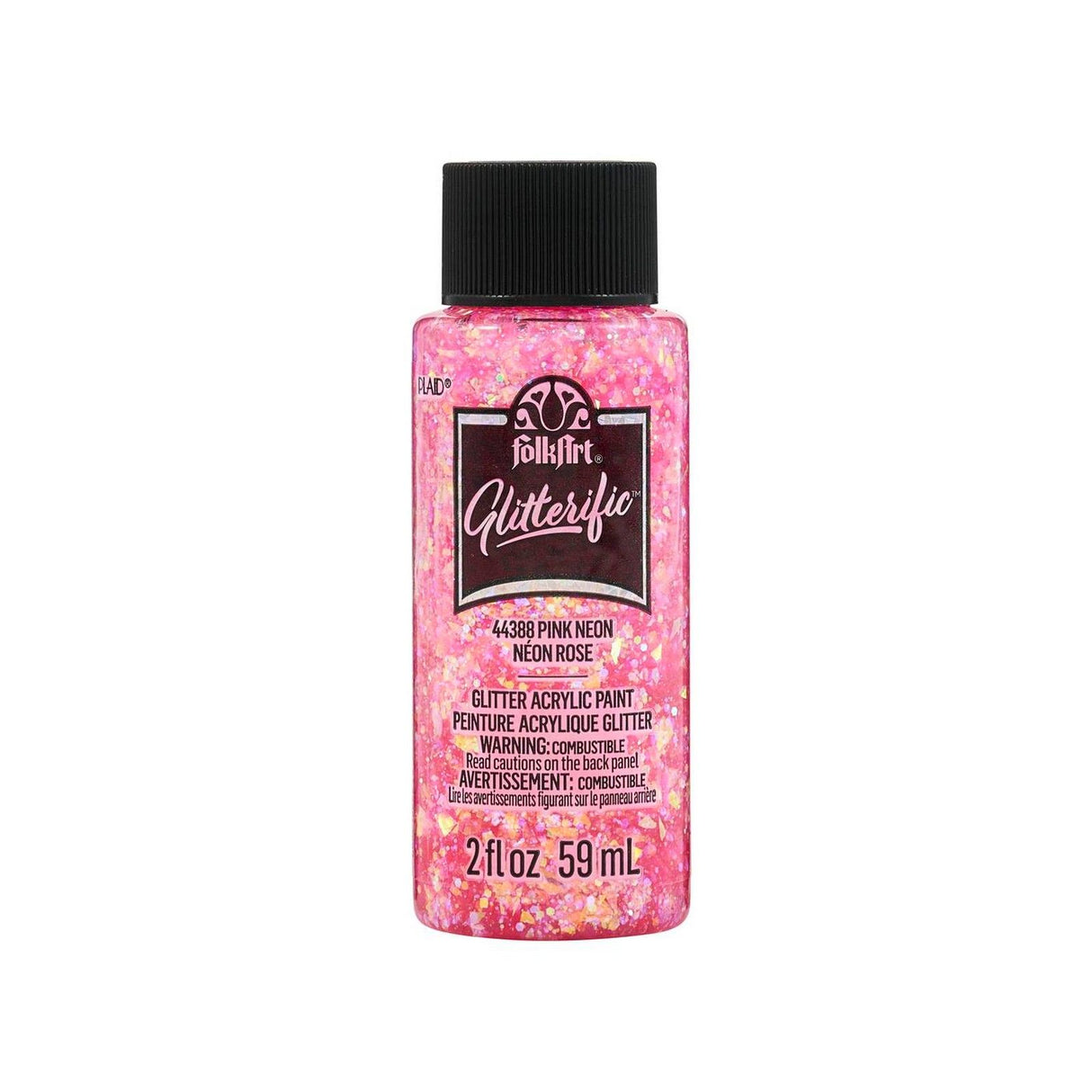 Folkart • glitrende akrylmaling neon pink 59ml