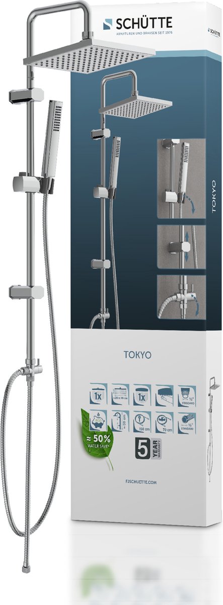 Schütte tokyo brusesystem - regnbruser - 99 cm stang - krom