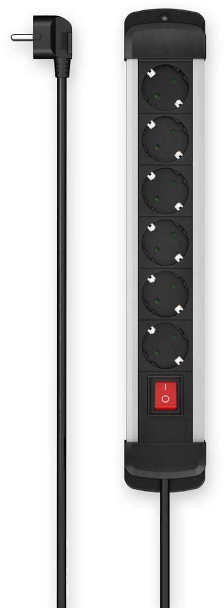 Hama strømskinne - 6-vejs - 3m kabel - aluminium