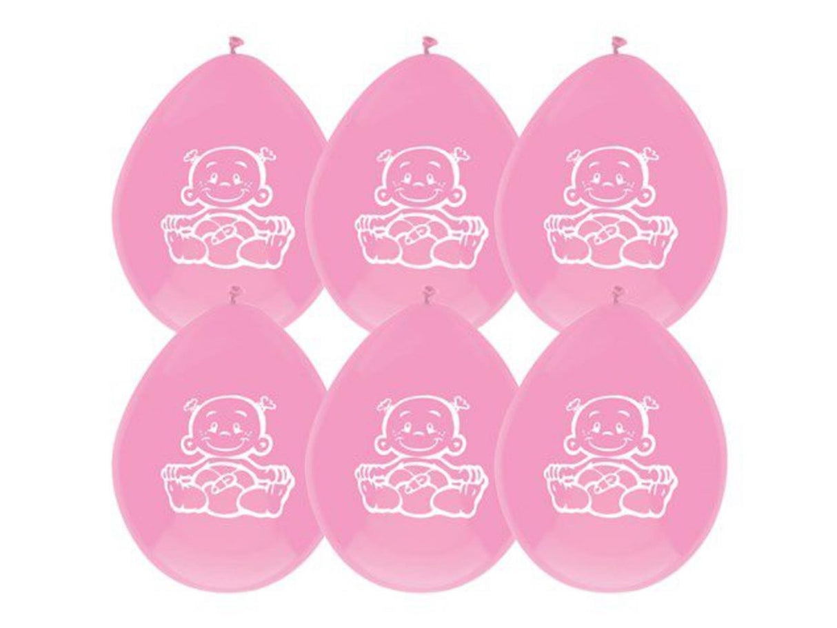Haza balloner baby pige pink 30cm 6 stk