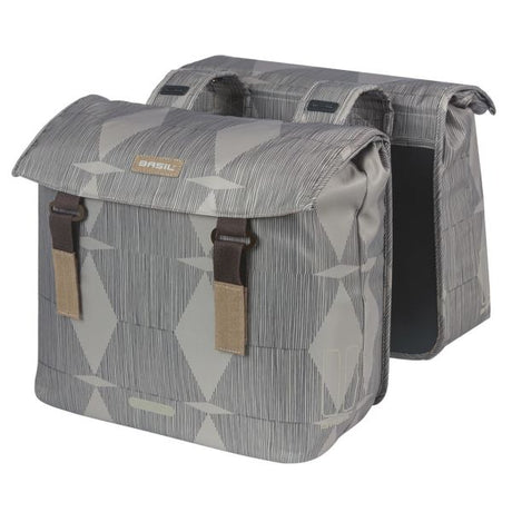 Basil elegance dobbelt cykelpose, chateau taupe, genanvendt kæledyr, universal bro, 40-49L