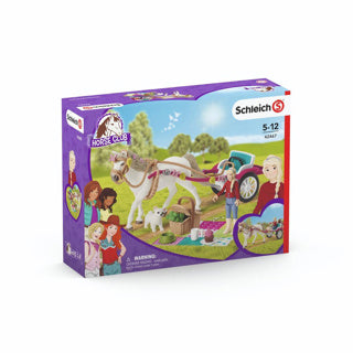 Schleich hesteklub legefigursæt - vogn til hesteshow - børnelegetøj til drenge og piger - 5 til 12 år - 33 dele - 42467